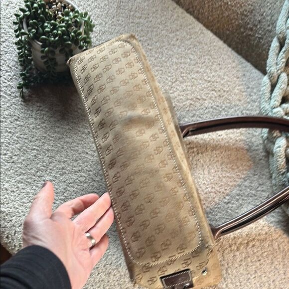 Dooney and Bourke Signature DB Leather tassel Tote Bag - Picture 6 of 14